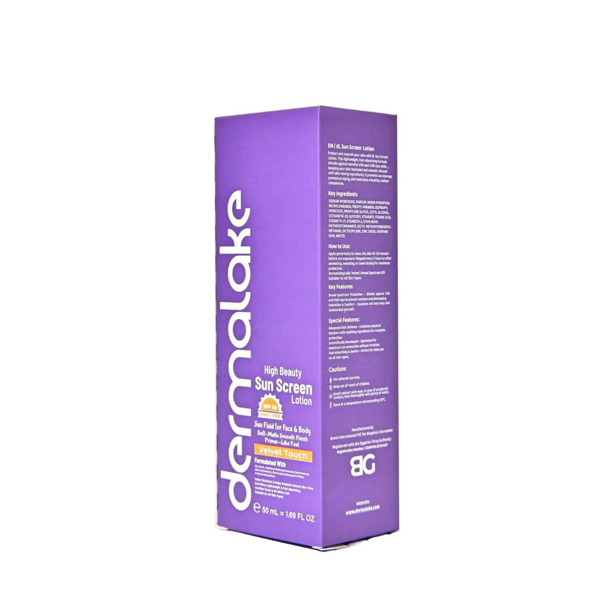 Velvet Touch Sunscreen Lotion SPF 50 - Soft Matte Smooth Finish - UVA & UVB Protection
