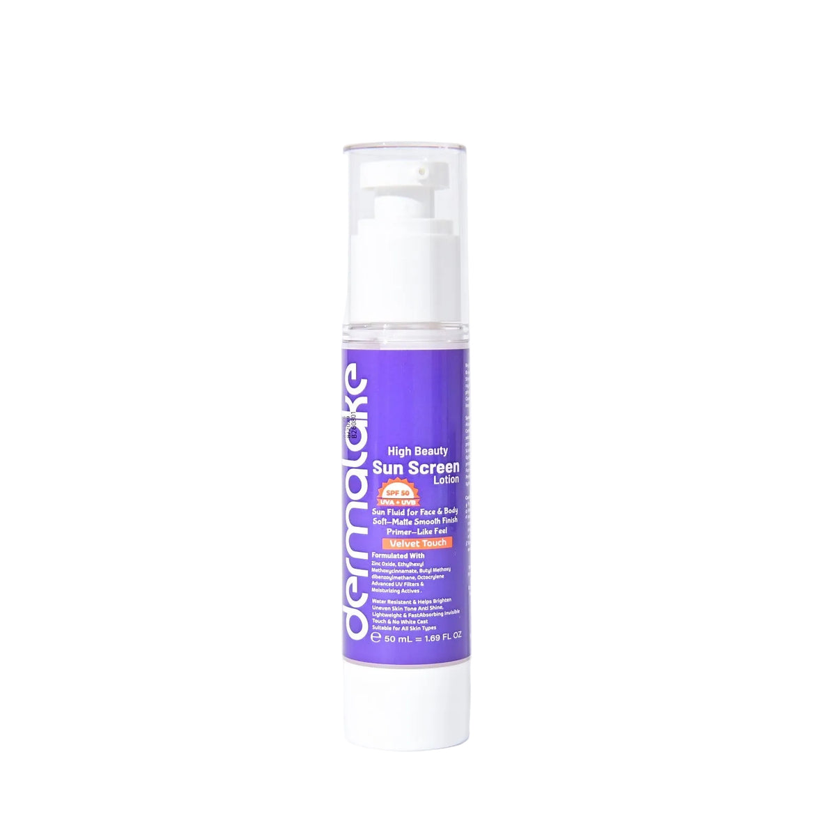 Velvet Touch Sunscreen Lotion SPF 50 - Soft Matte Smooth Finish - UVA & UVB Protection