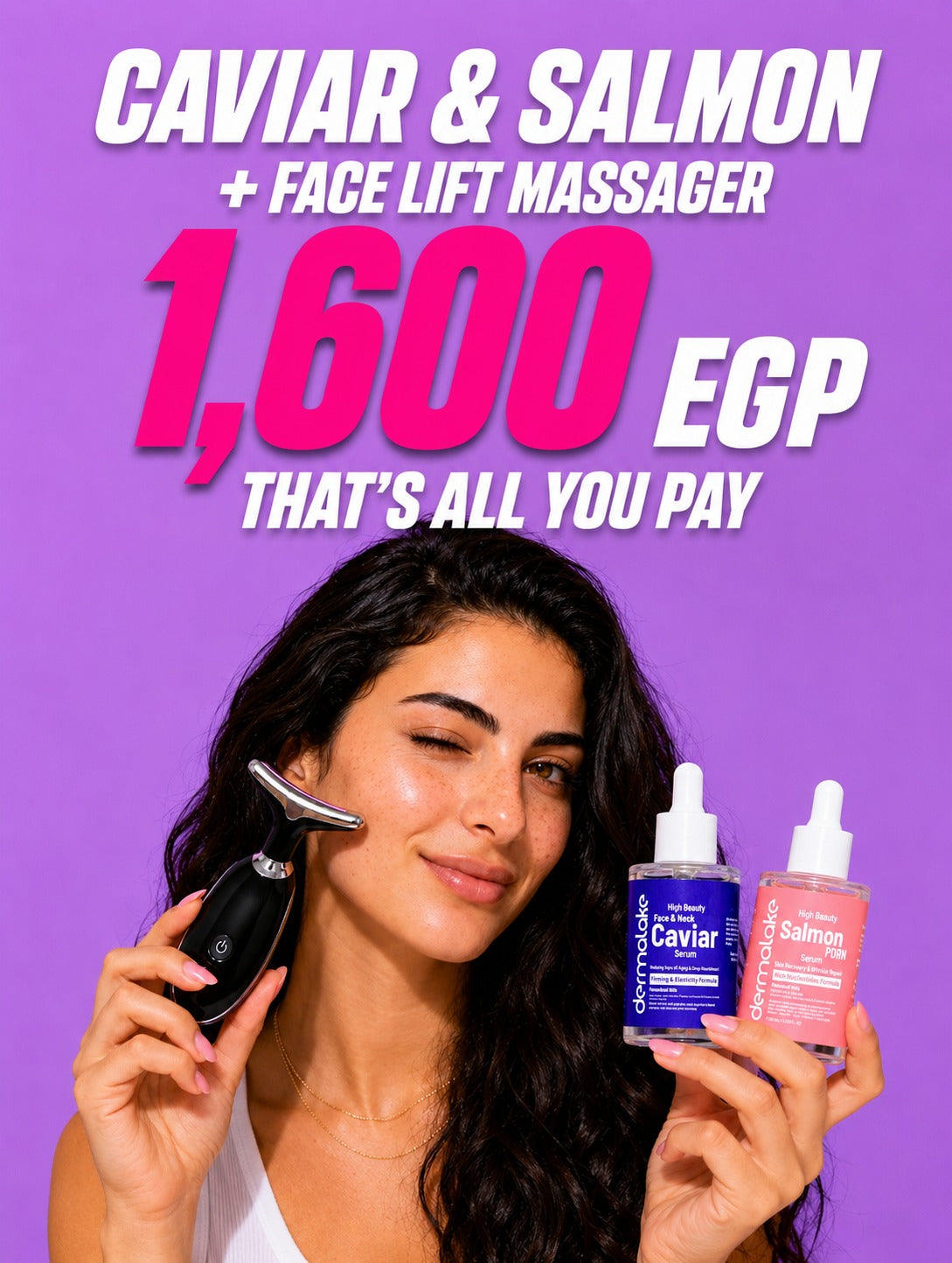 Salmon PDRN Serum + Caviar Serum + Face Lift Massager