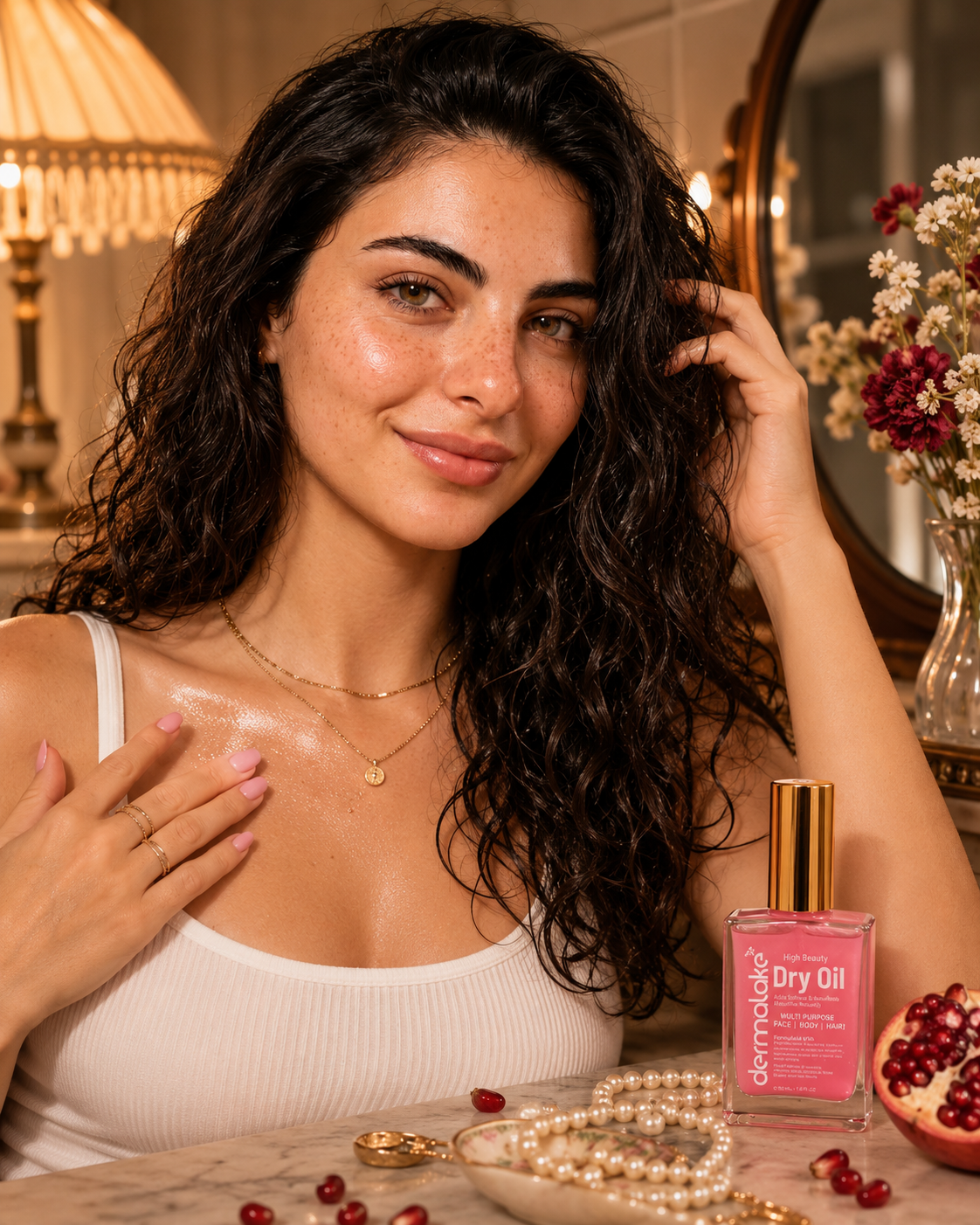 Pomegranate Musk Dry Oil – Face , Body &amp; Hair Multi-Use Care