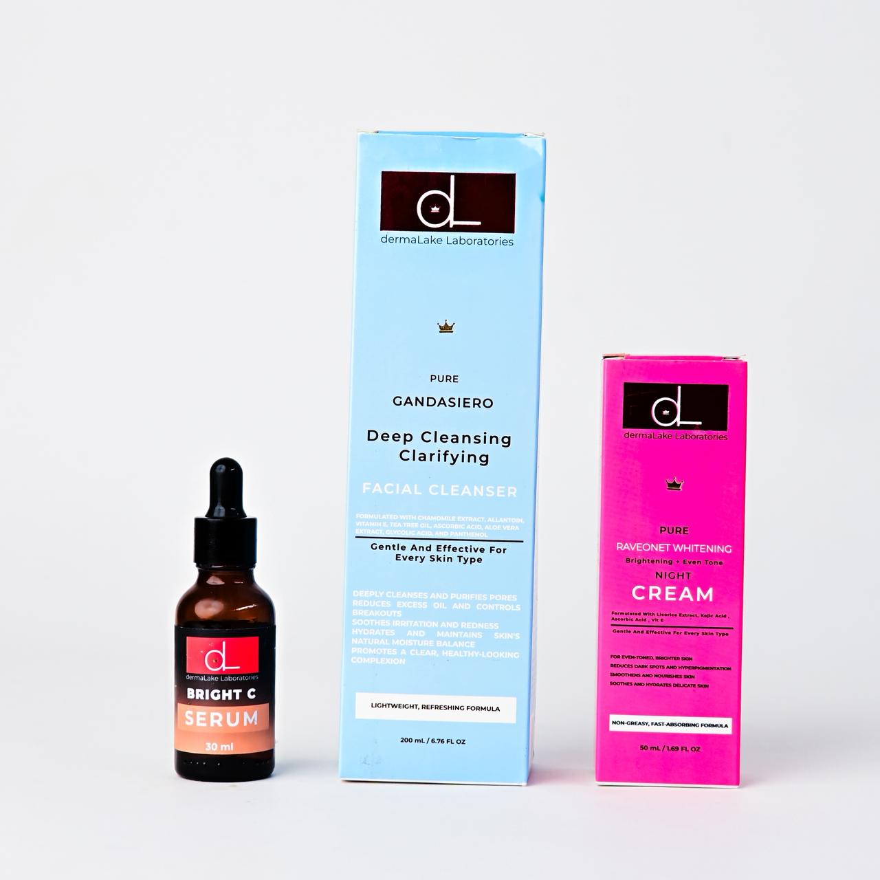 Glow Trio Bundle – Cleanser + Bright C Serum + Night Cream | dermaLake Egypt