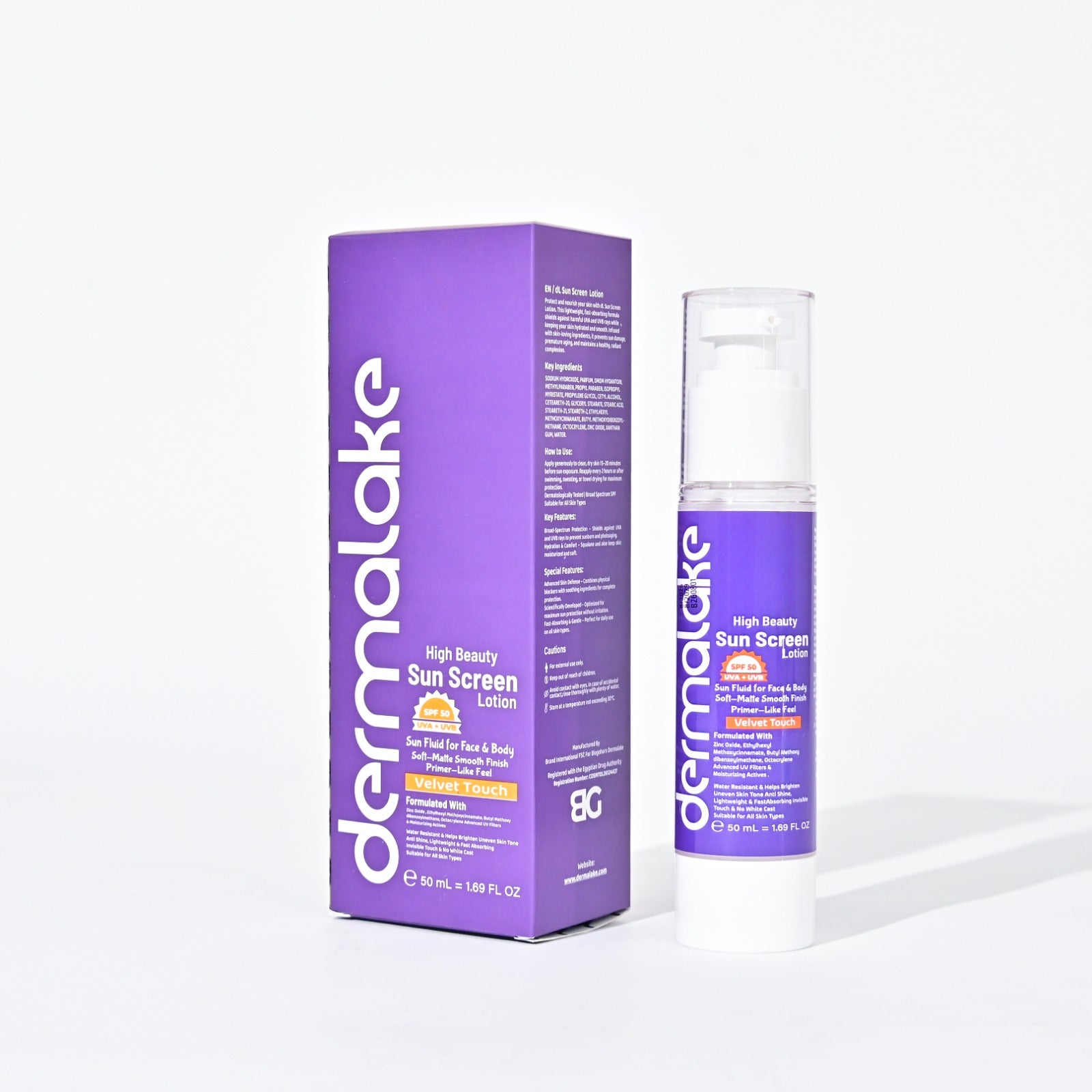 Sunscreen Lotion SPF 50 Velvet Touch - Soft Matte Smooth Finish - UVA &amp; UVB Protection